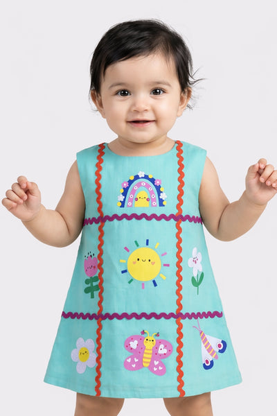 Baby Girls Mint Solid Cotton Dress