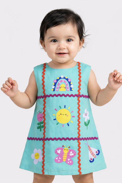 Baby Girls Mint Solid Cotton Dress