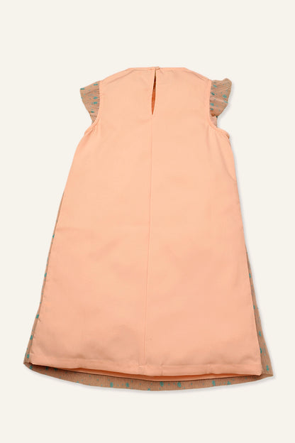 Girls Peach Solid Dress