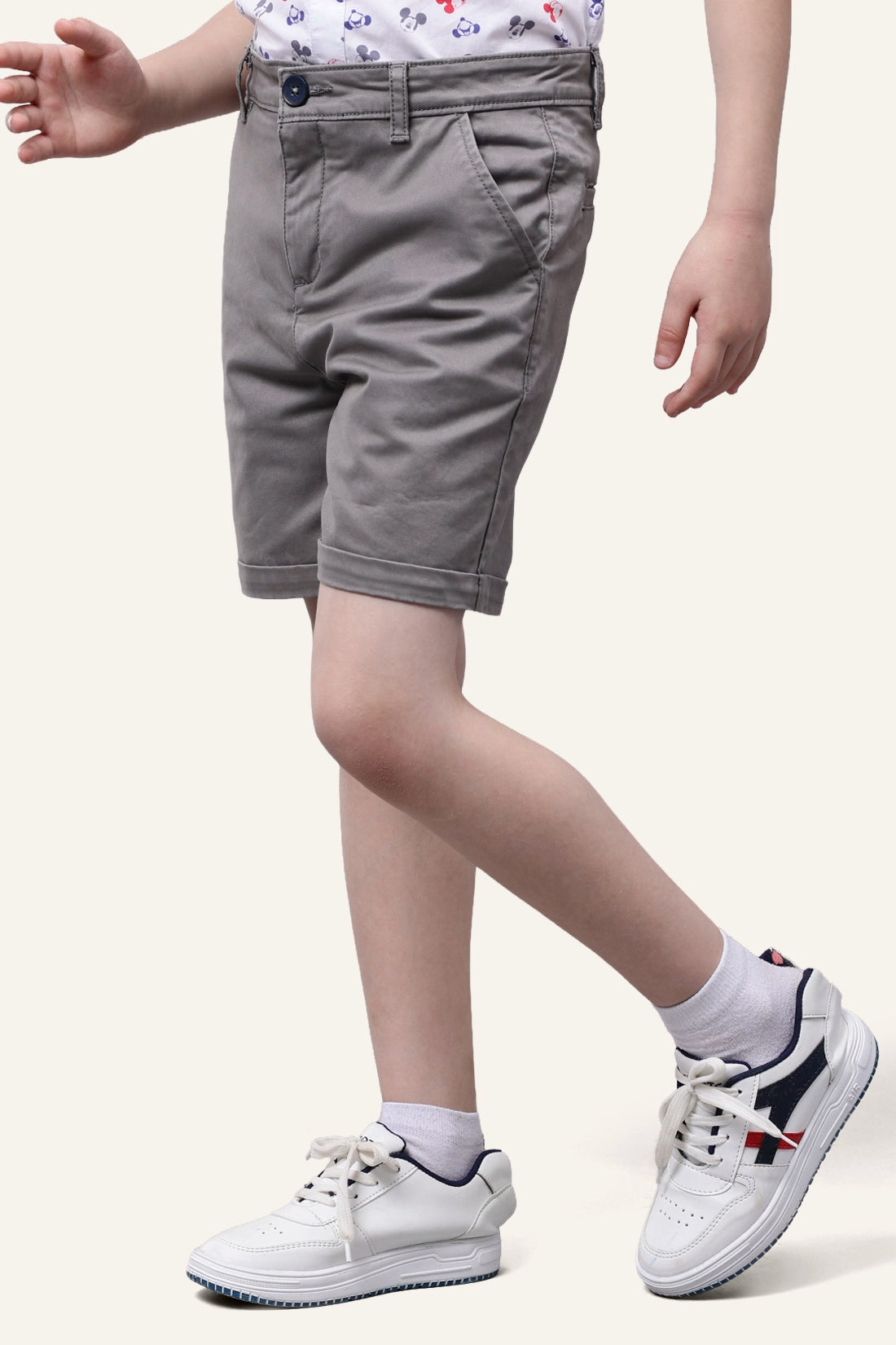 Boys Grey Cotton Shorts
