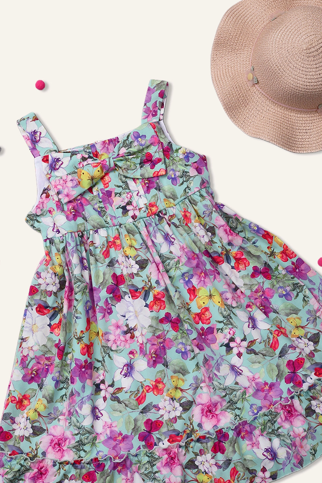 Girls Multicolour Flower Dress
