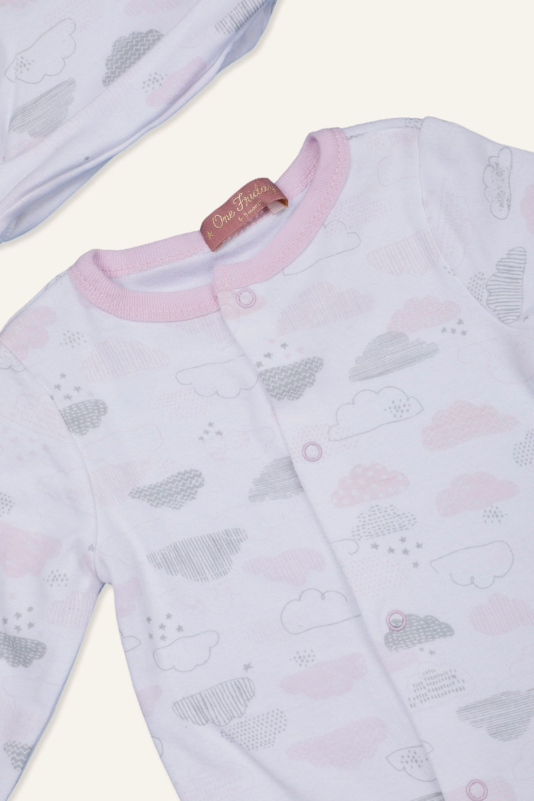 Baby Girls Pink Round Neck Cotton Sleepsuit