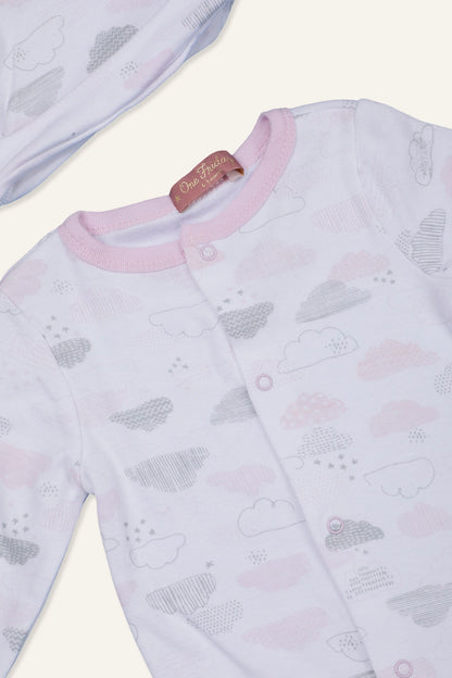 Baby Girls Pink Round Neck Cotton Sleepsuit