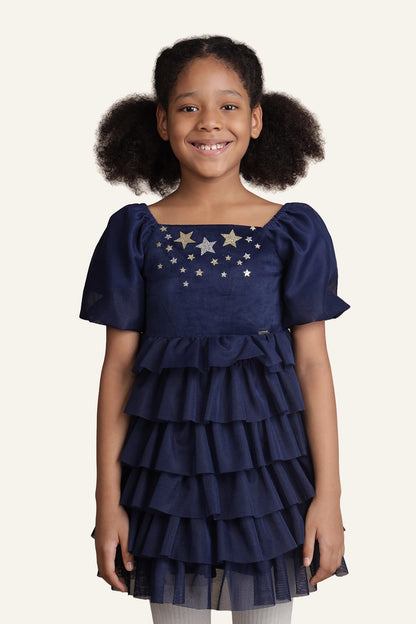 Girls Navy Blue Dress – Party Wear