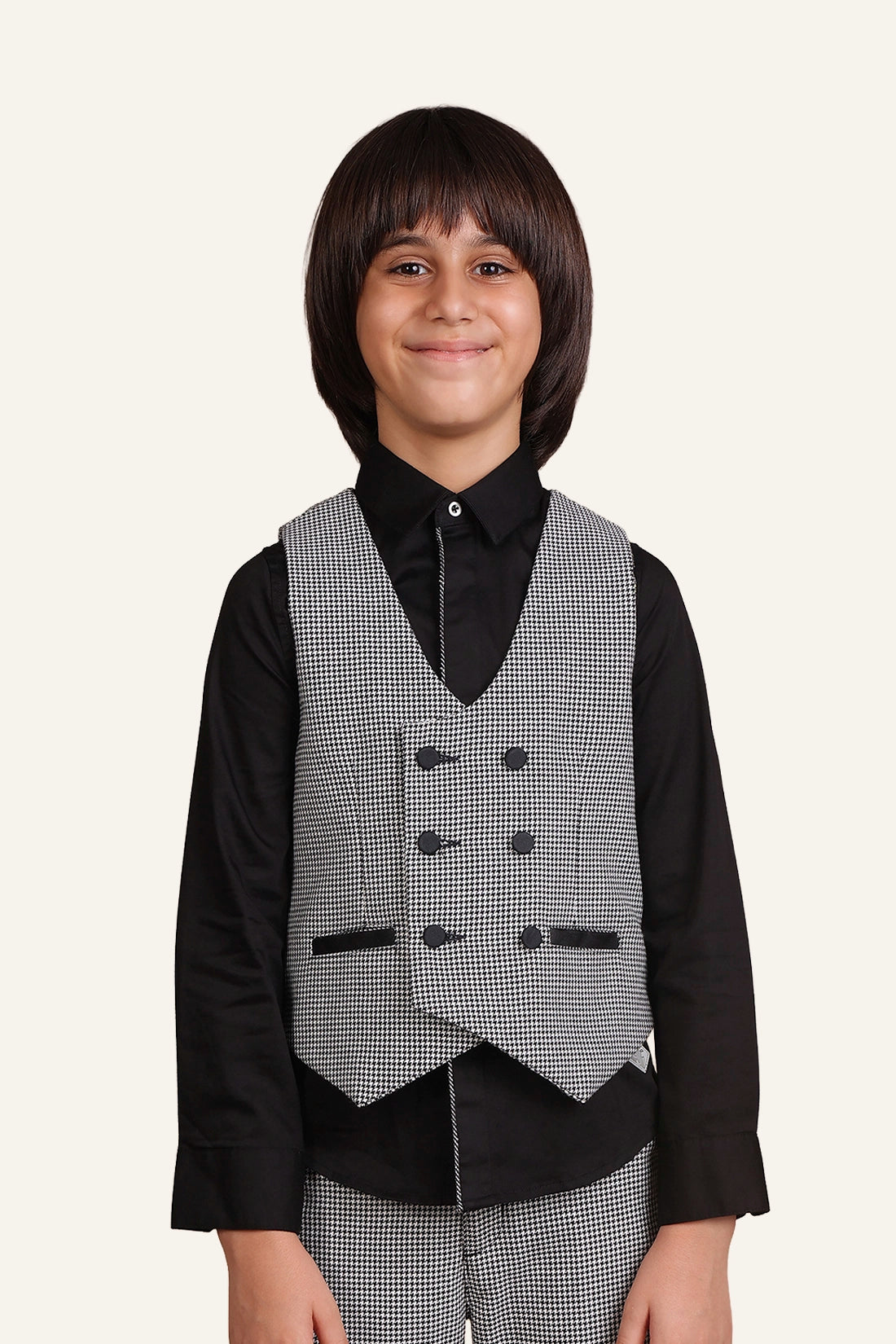 Boys White & Black Waist Coat