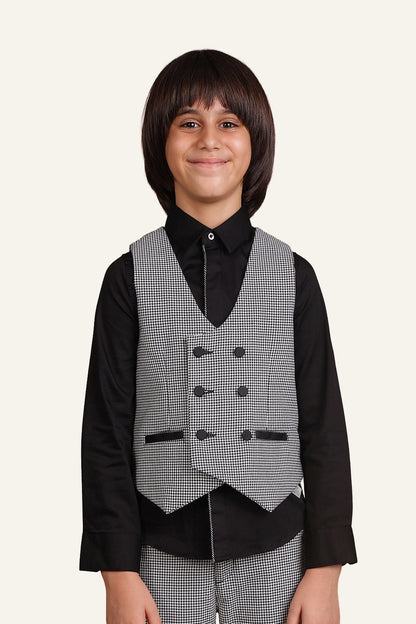 Boys White & Black Waist Coat