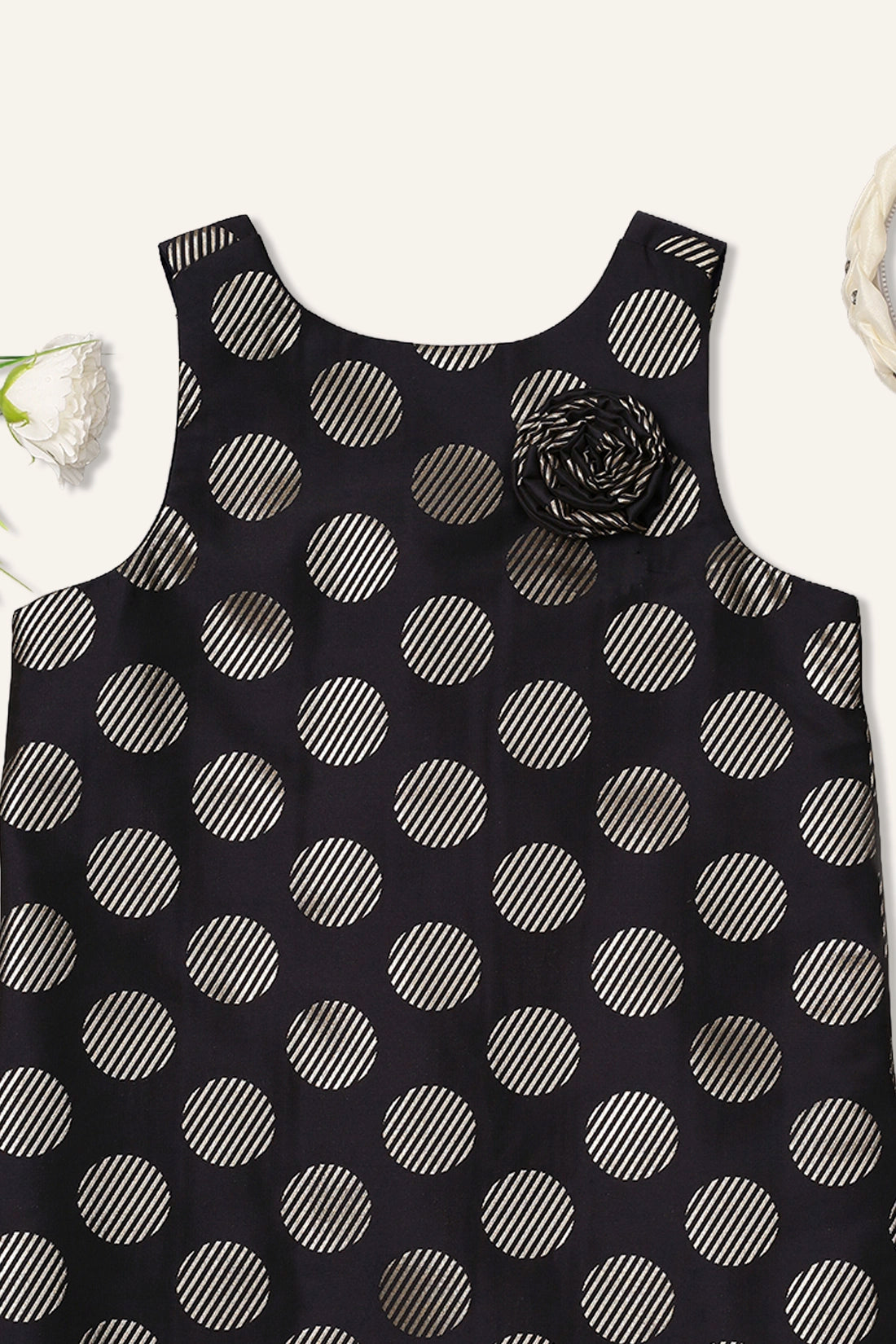 Girls Navy Blue Polka Dot Dress