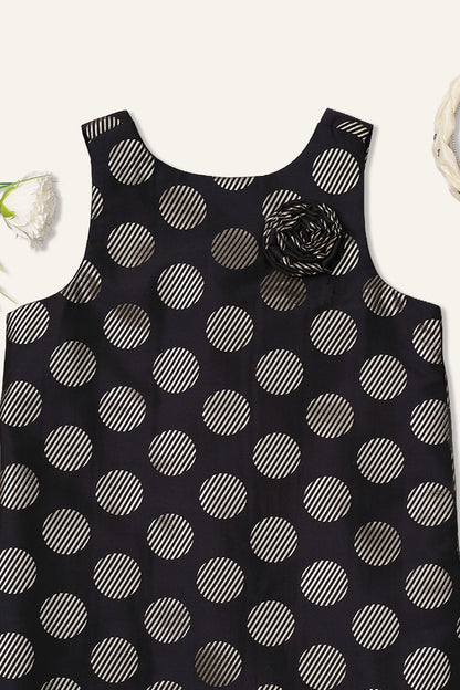 Girls Navy Blue Polka Dot Dress