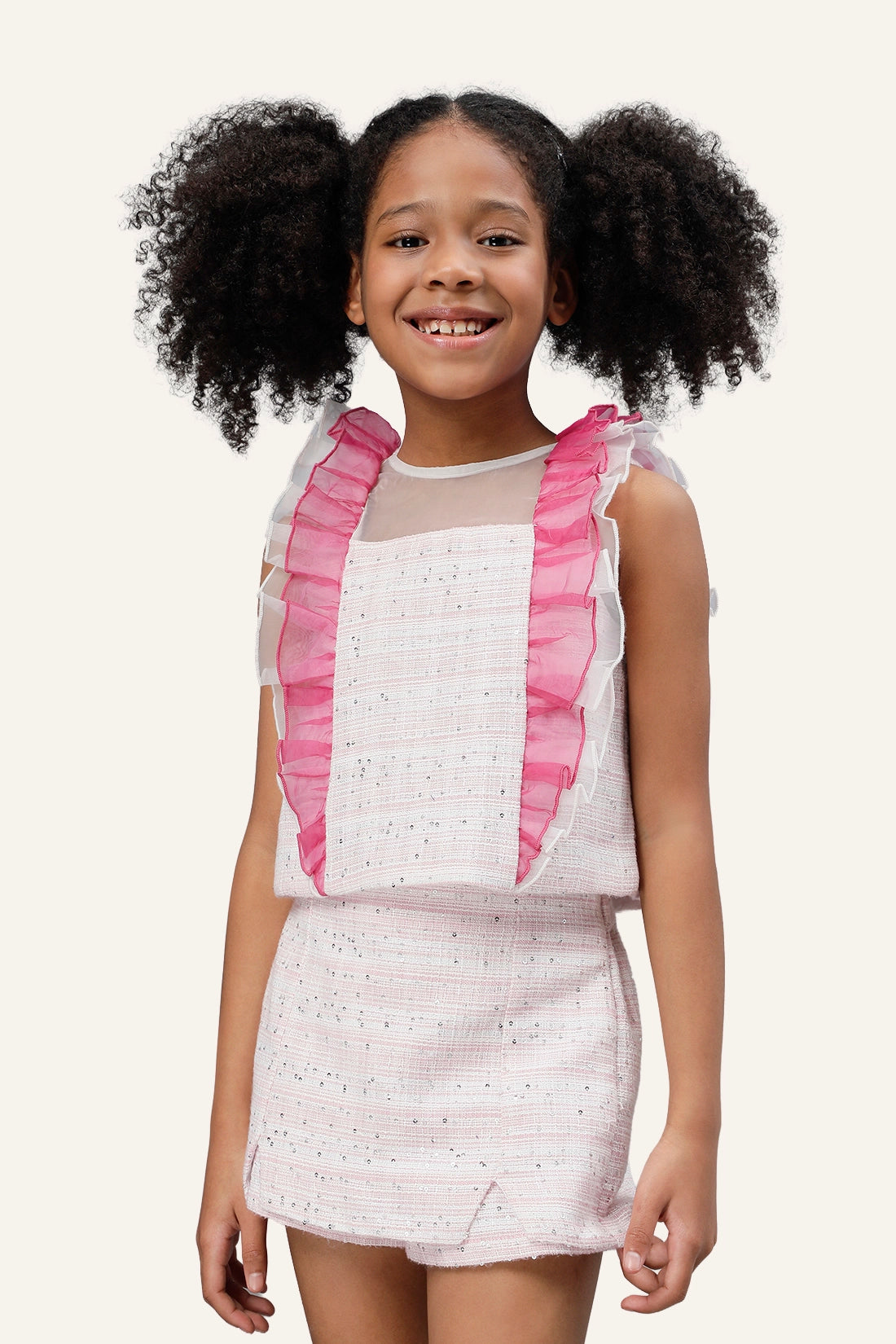 Girls Pink Round Neck Top