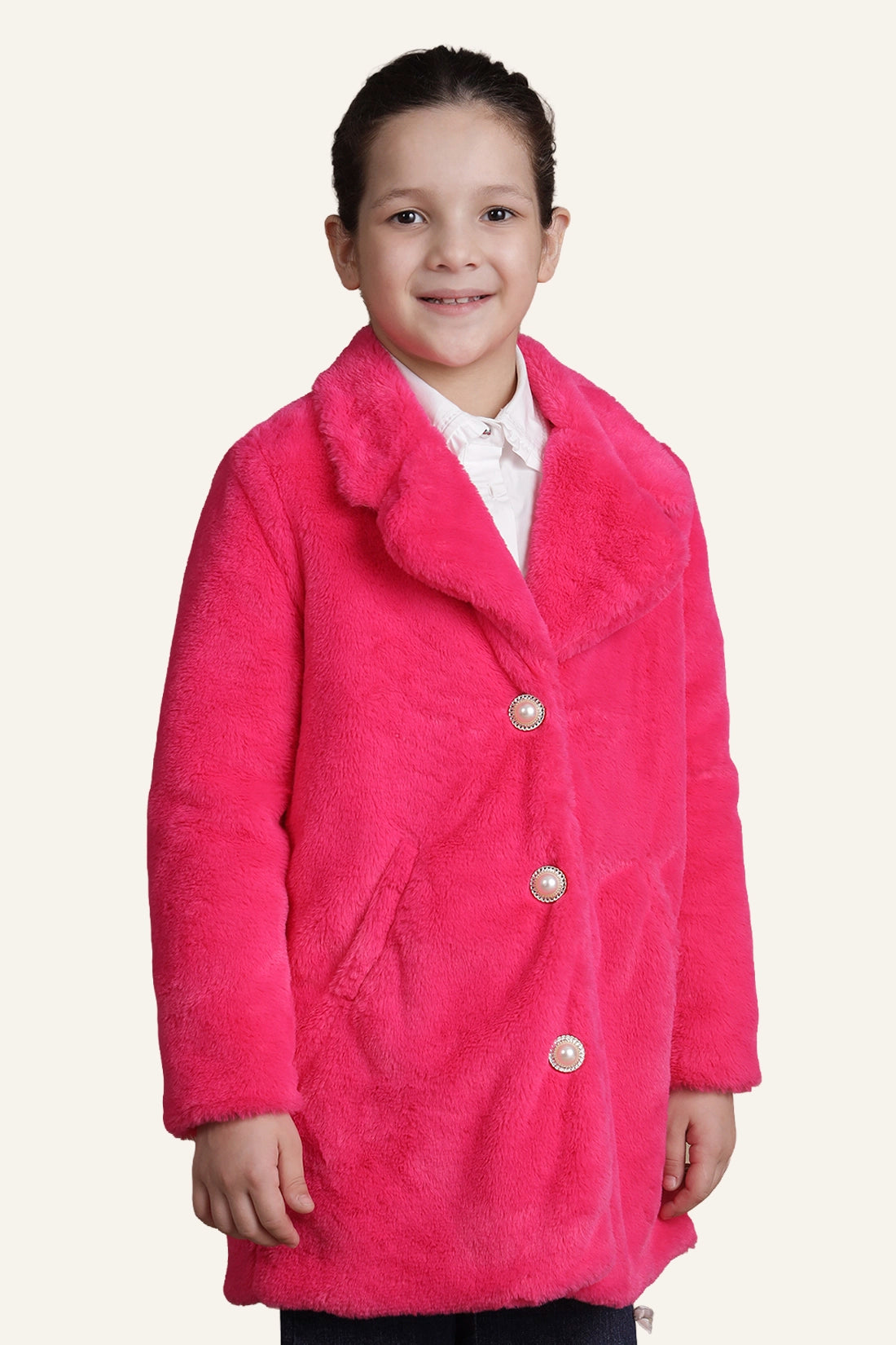 Girls Peppy Pink Fleece Overcoat