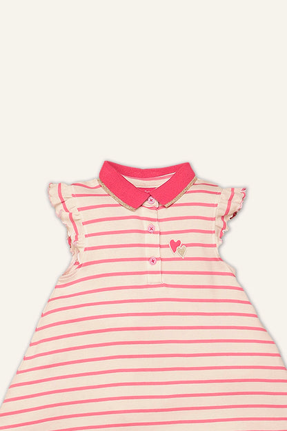 Girls Pink A-Line Stripe Dress
