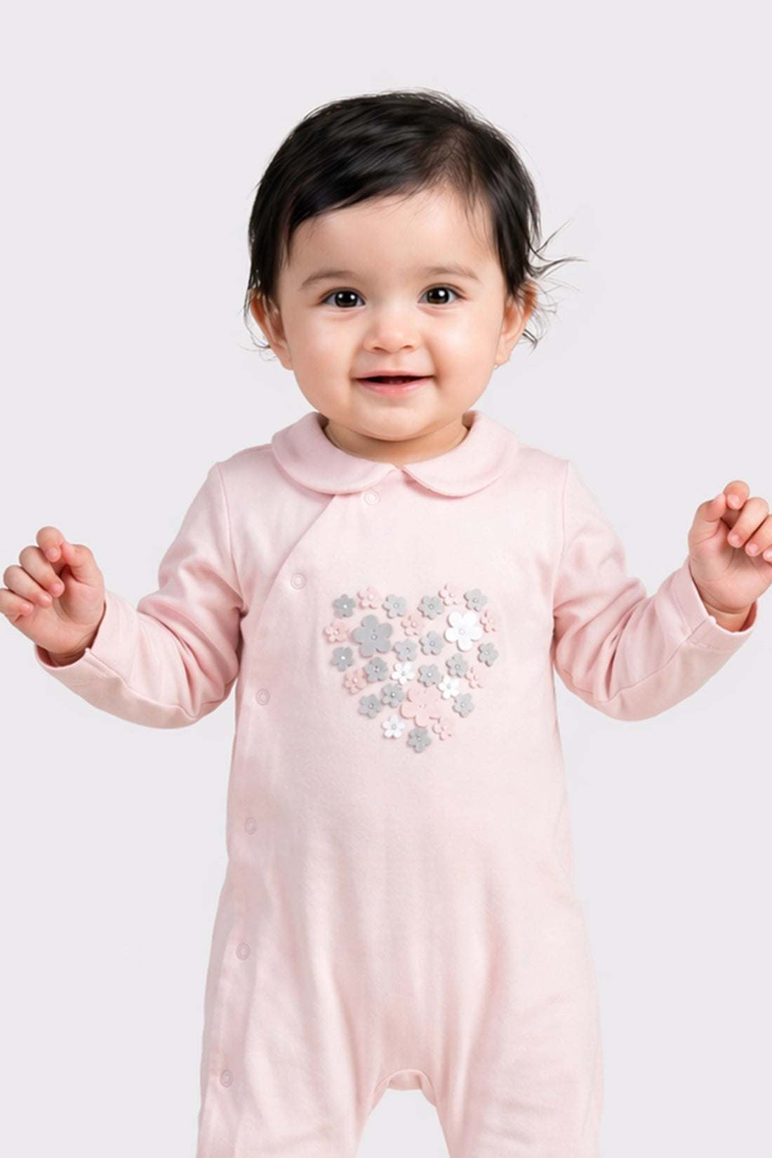 Baby Girls Peach Cotton Romper