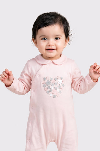Baby Girls Peach Cotton Romper