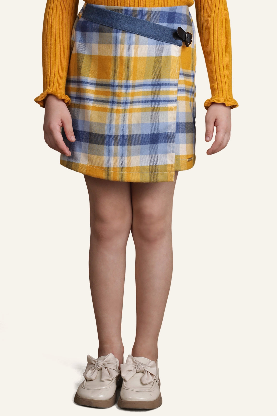 Girls Multicolor Checks Skirt