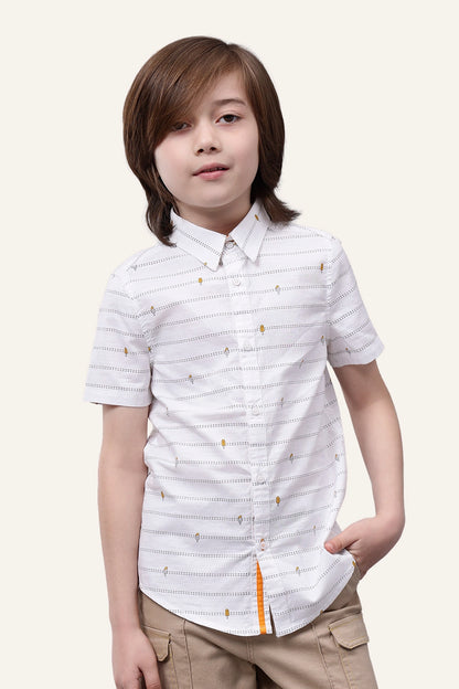 Boys Off White Casual Shirt