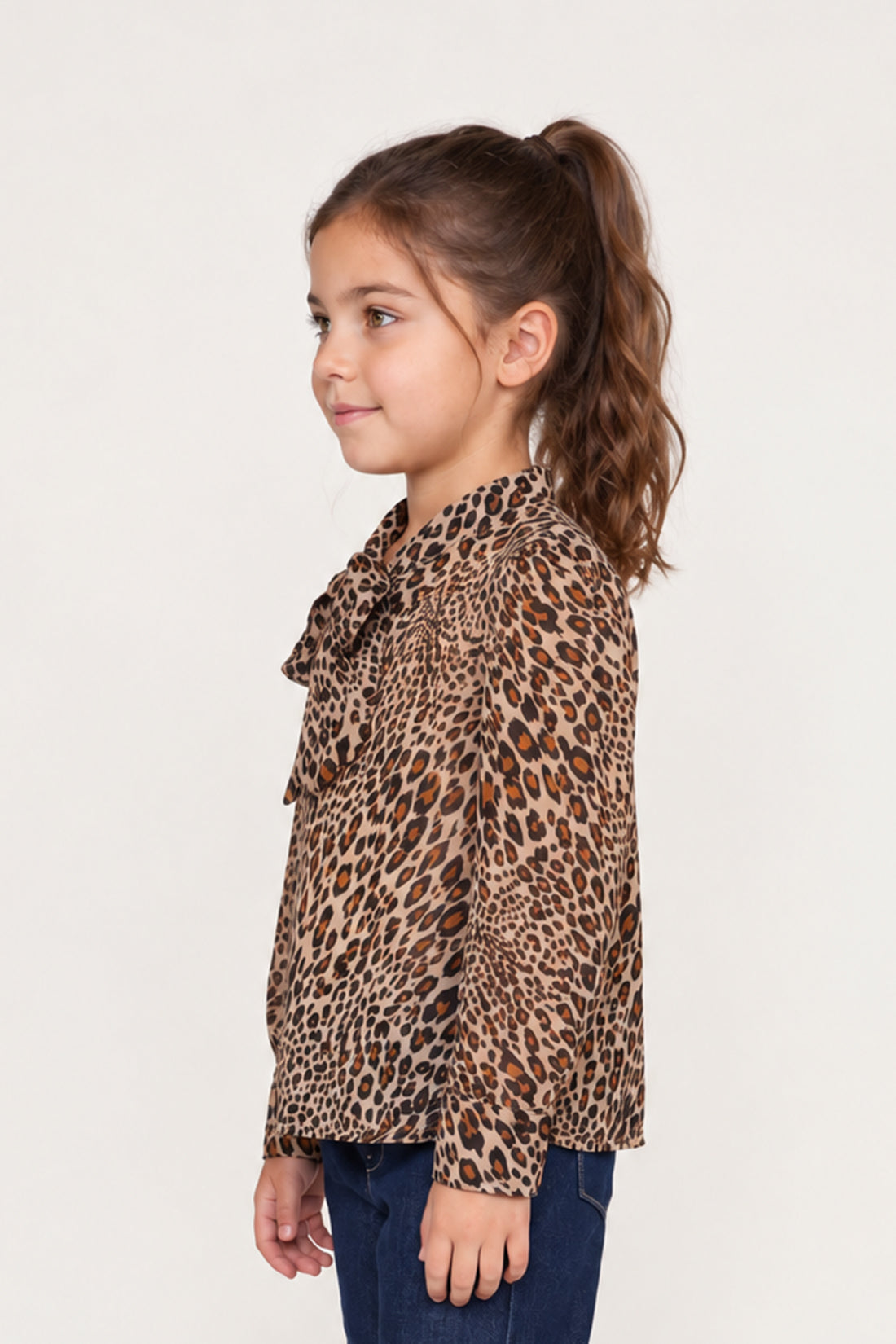 Girls Multi Leopard Print Cotton Top
