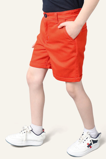 Boys Red Cotton Shorts