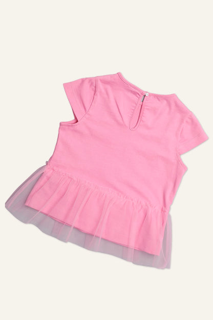 Girls Pink Sequinned Heart Top