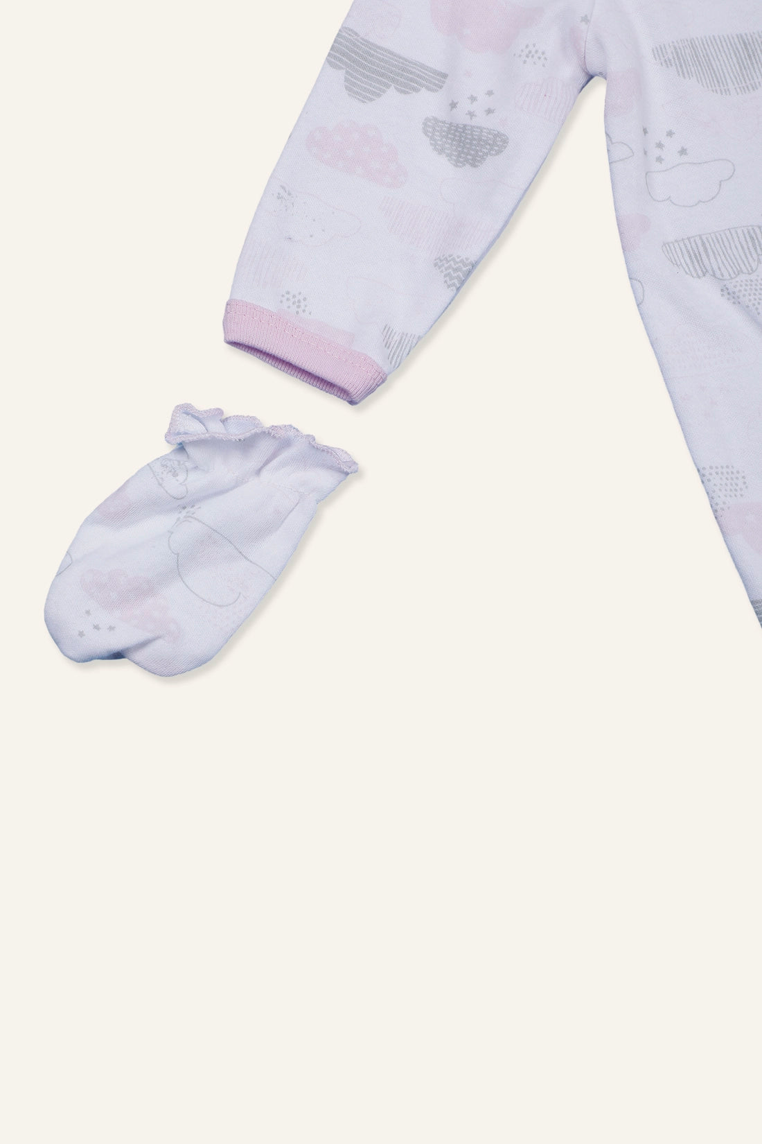 Baby Girls Pink Round Neck Cotton Sleepsuit