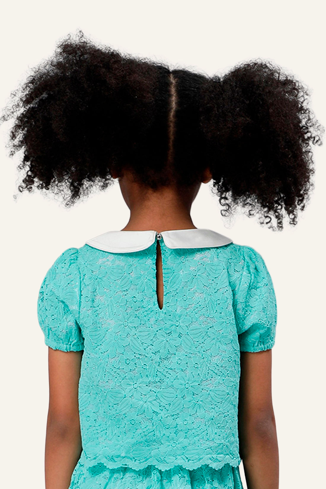 Girls Mint Lace Peter Pan Collar Top