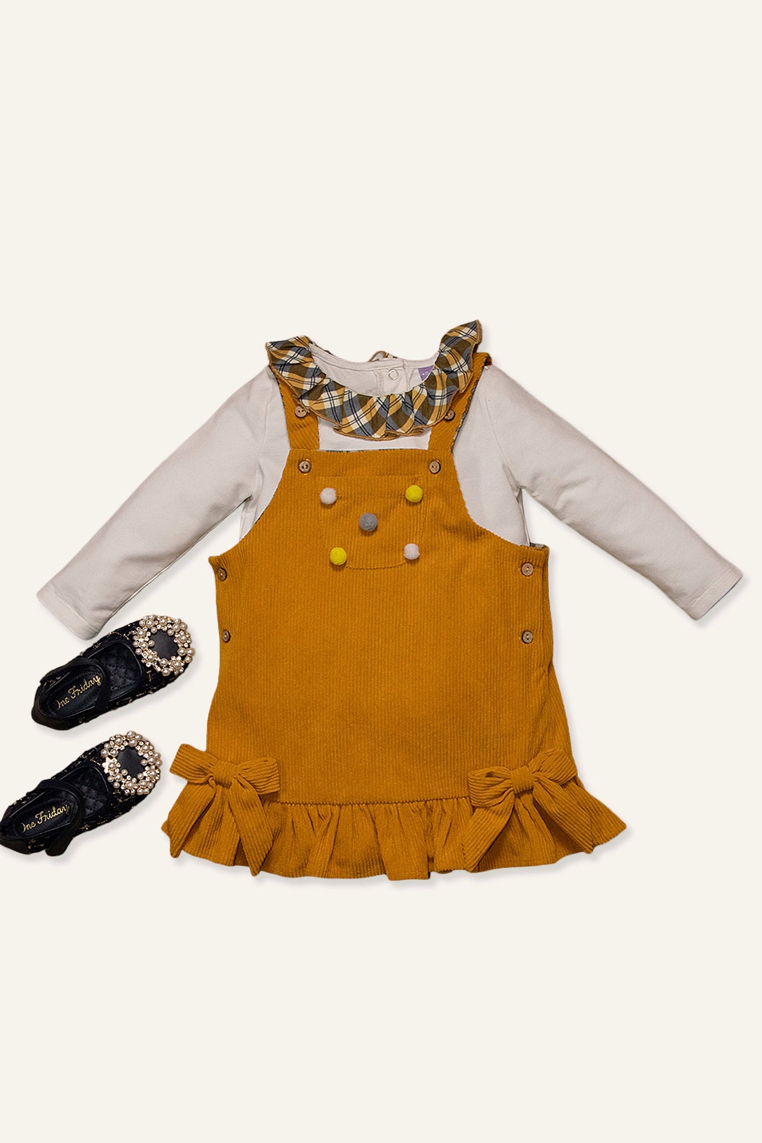 Baby Girls Mustard Dangri with t-shirt