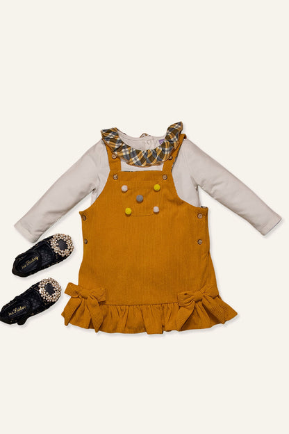 Baby Girls Mustard Dangri with t-shirt