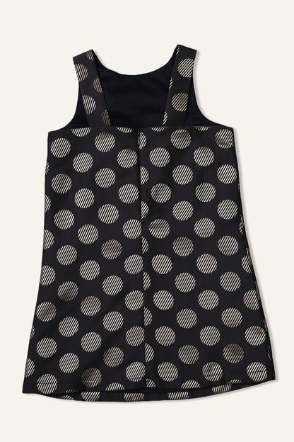 Girls Navy Blue Polka Dot Dress