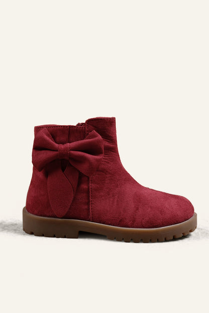 Girls Maroon Solid Boots
