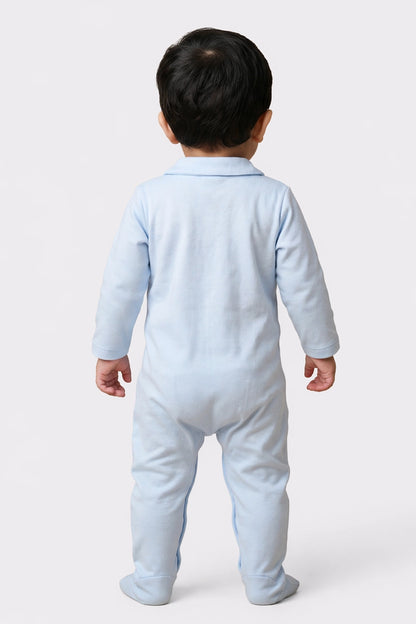 Baby Boys Blue Cotton Romper