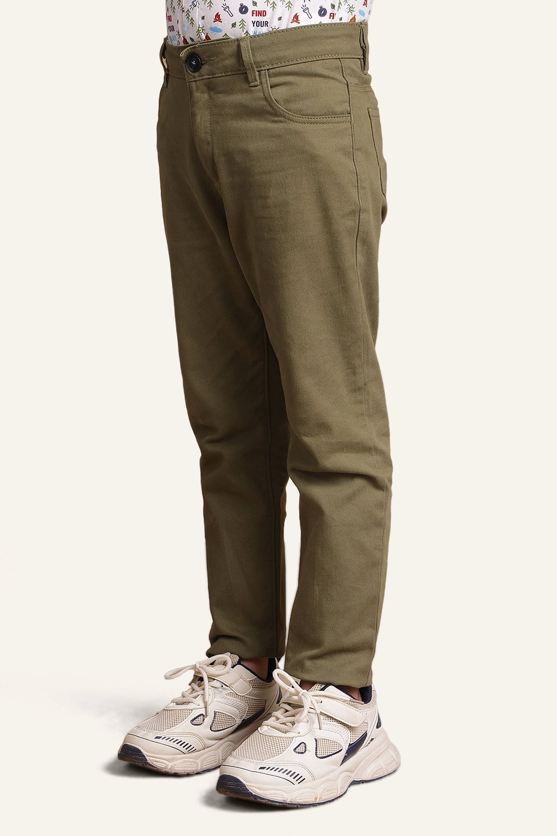 Boys Olive Regular Fit Trouser