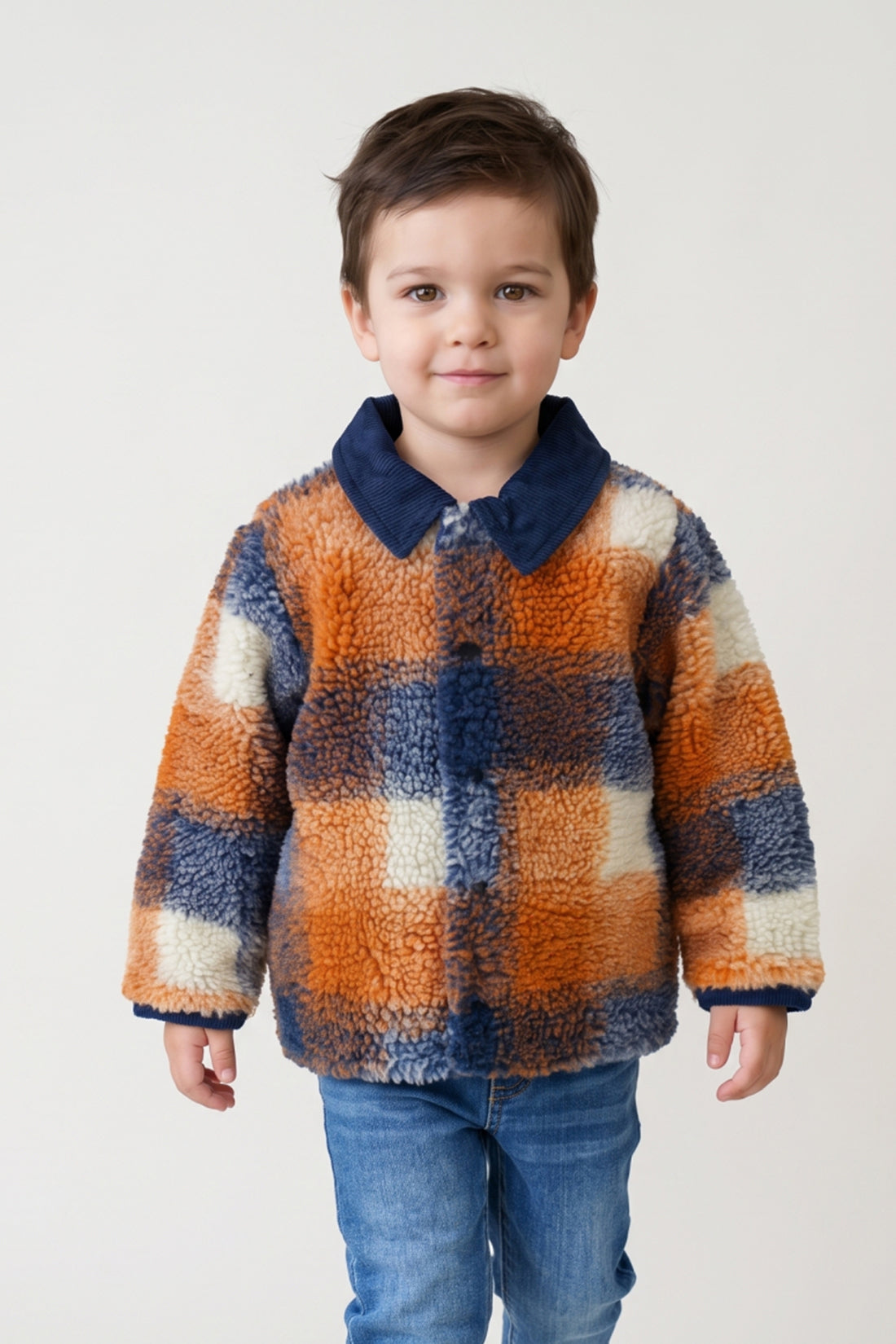 Baby Boys Multicolour Faux Fur Full Sleeve Jacket