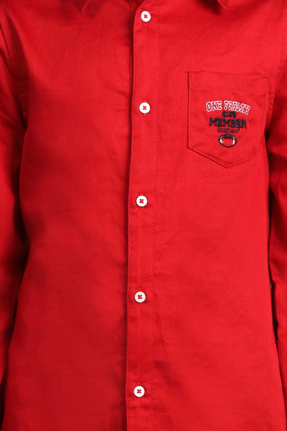 Boys Red Collared Shirt