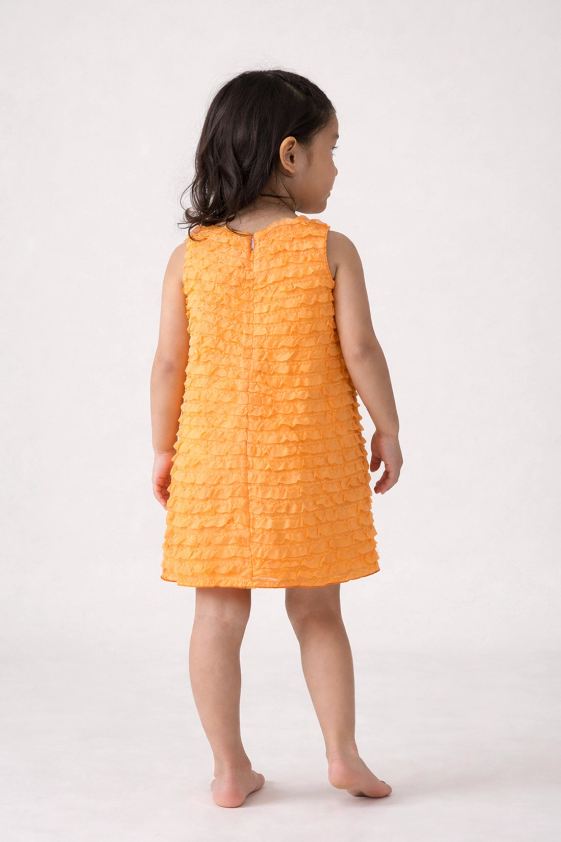 Baby Girls Orange Solid Sleeveless Dress
