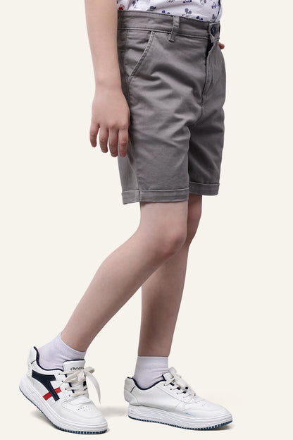 Boys Grey Cotton Shorts