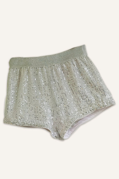 Girls White Sequin Short