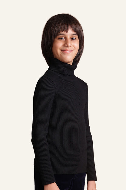 Boys Black Turtleneck Jumper
