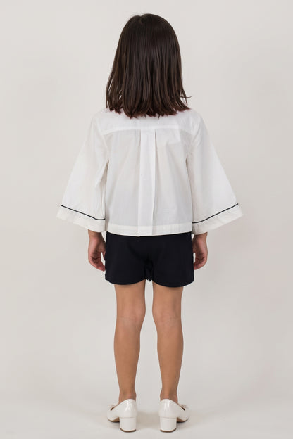 Girls Black Cotton Drill Regular Fit Shorts