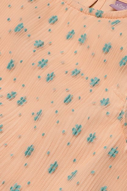 Girls Peach Solid Dress