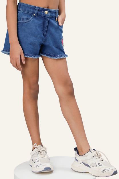 Girls Blue Denim Hot Shorts