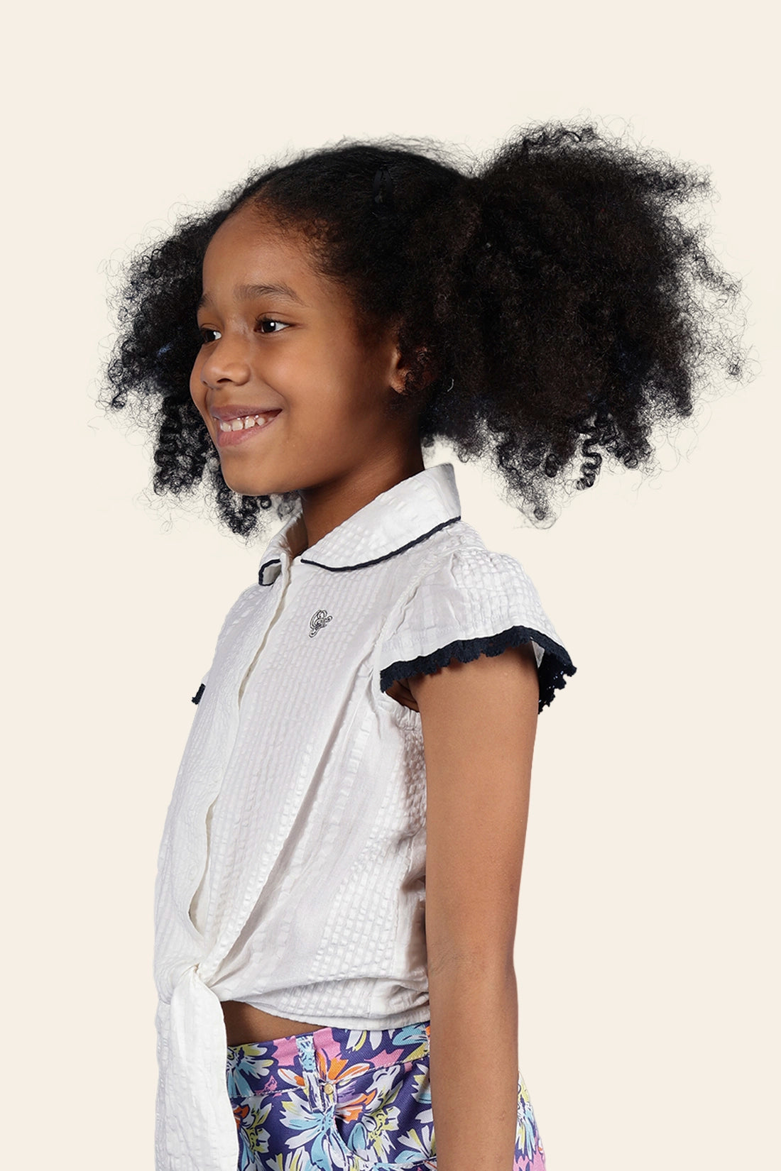 Girls White  100% Cotton Cap Sleeves Top with Edge Lace