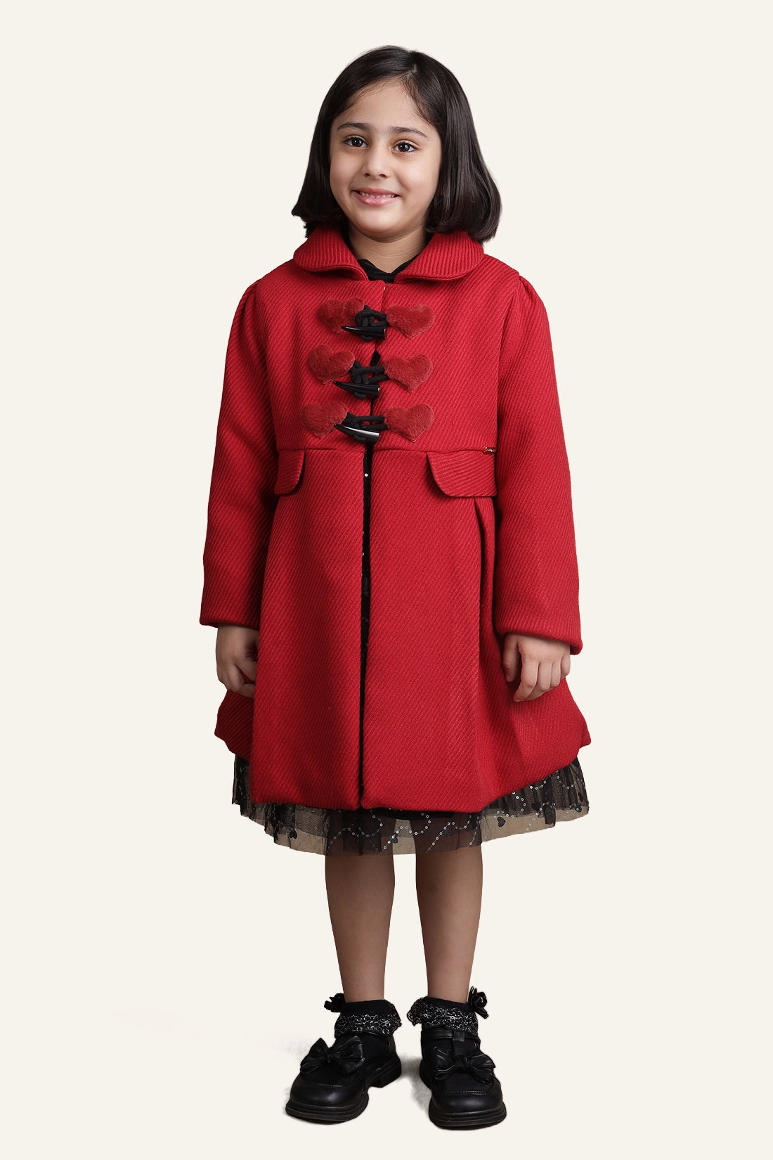 Girls Cherry Red Overcoat