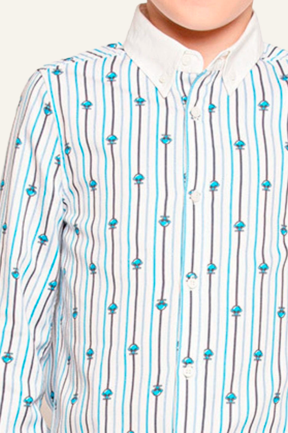 Boys White Stripes With Alien Logo Shirt
