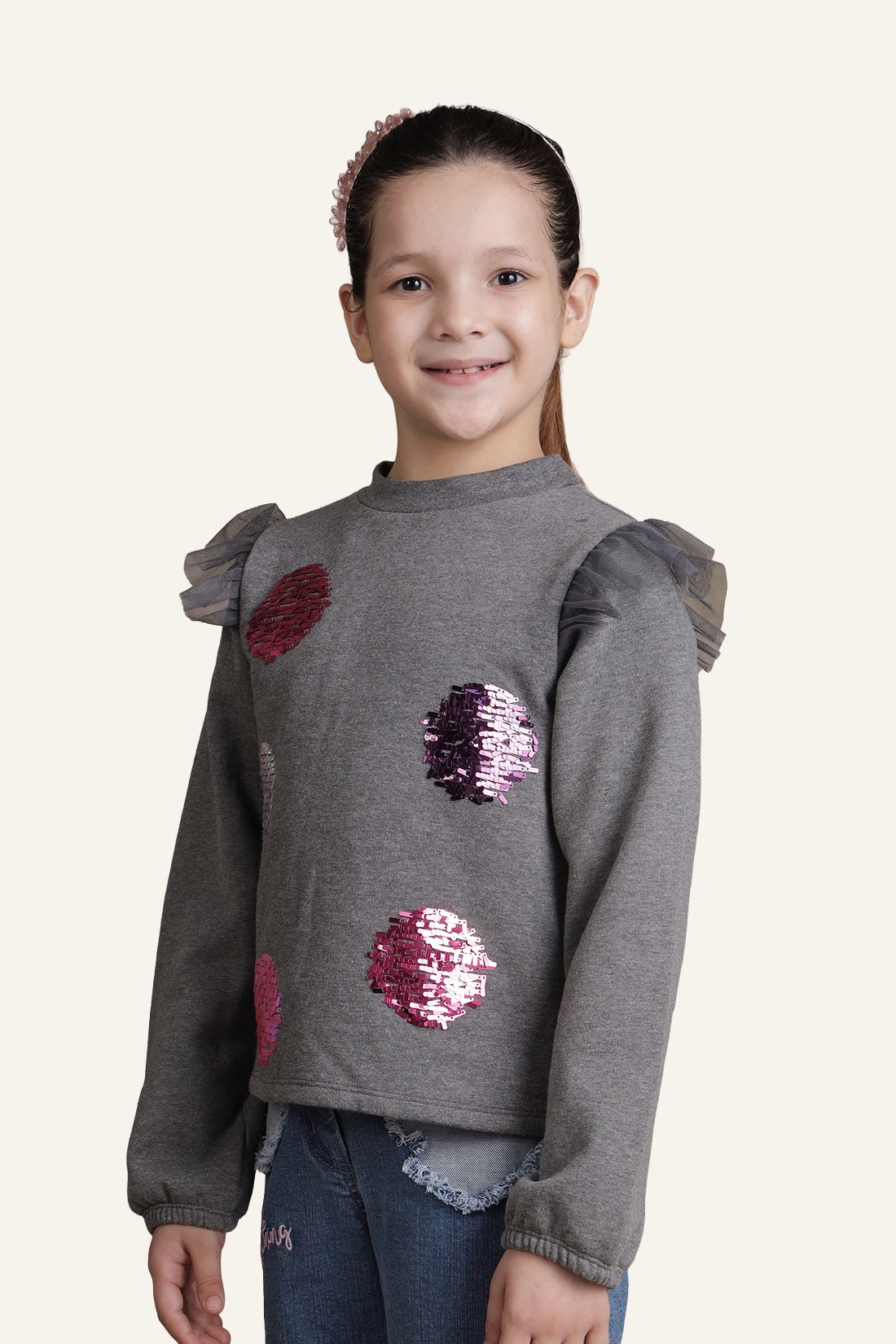 Girls Grey Pullover Top