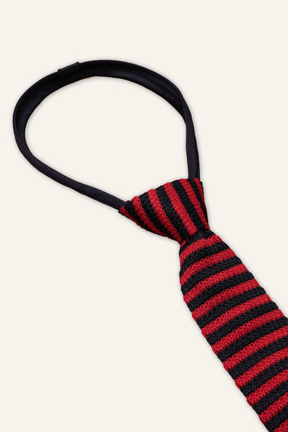 Boys Red Woven Stripes Tie