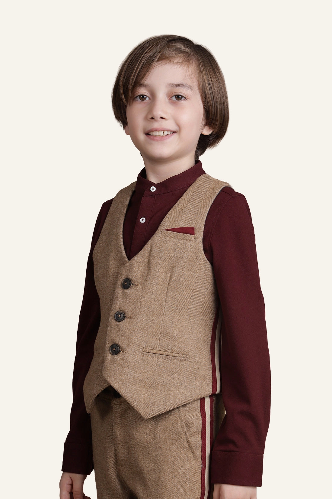 Boys Beige Formal Waistcoat