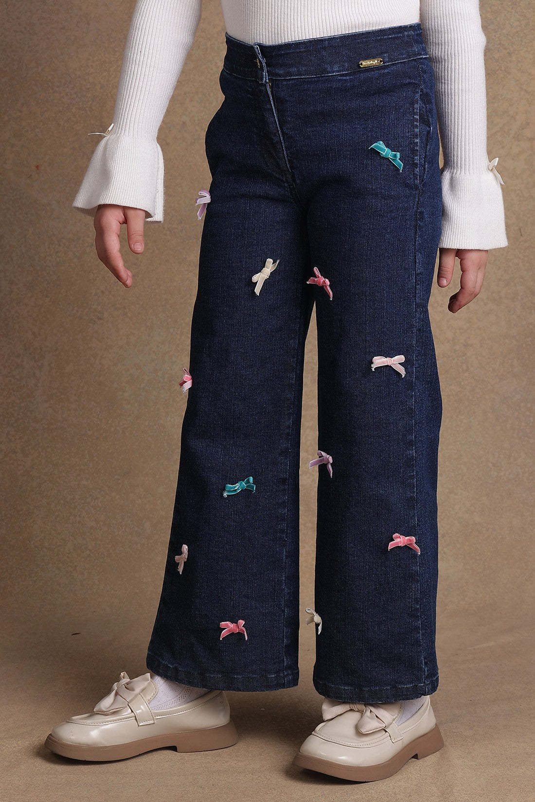 Kids Girls Dark Blue Flared Jeans