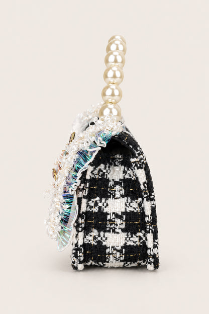 Girls Black Boucle Embellished Hand Bag