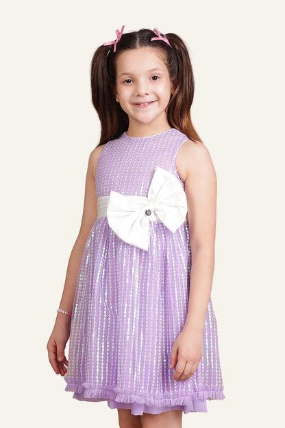 Girls Lilac Soft-Sequined Dress