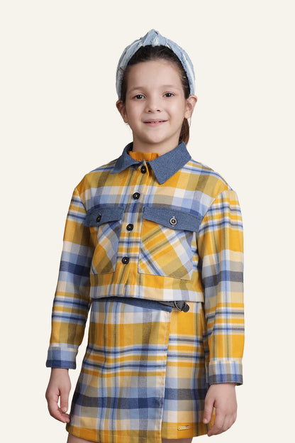 Girls Multicolor Checks Jacket