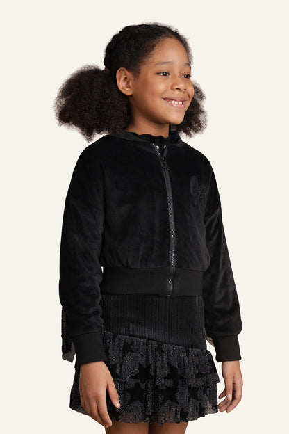 Girls Black Crop Jacket
